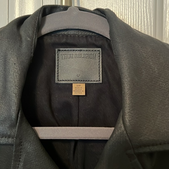 True Religion Black Leather Jacket worn one time.  Like brand NEW - Picture 9 of 9
